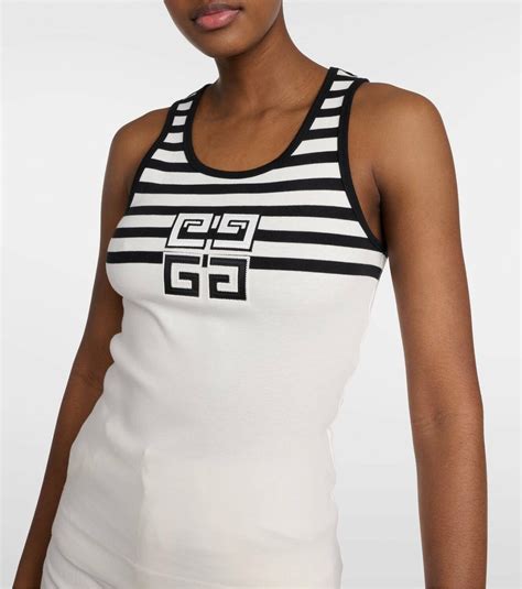 givenchy striped top|Slim fit striped tank top in cotton and 4G detail .